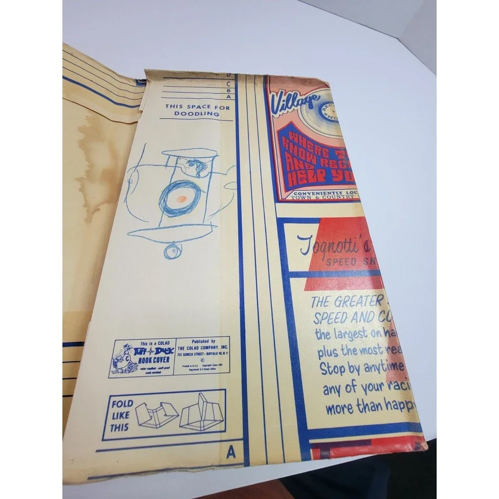 Vintage Cola Fit-A-Duk Book Cover Pepsi-Cola Roseville Record Shop 1960s